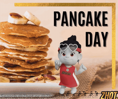 A Poster For Pancake Day With A Character Wearing A Shotgirl Jersey GIF
