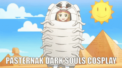 A Poster For Pasternak Dark Souls Cosplay With A Cartoon Girl GIF