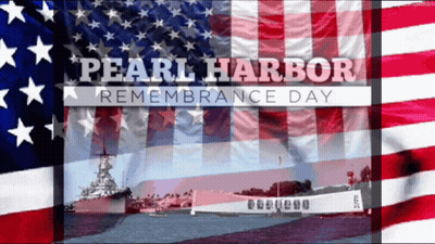 A Poster For Pearl Harbor Remembrance Day With An American Flag GIF