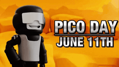 A Poster For Pico Day June 11Th With A Robot On It GIF