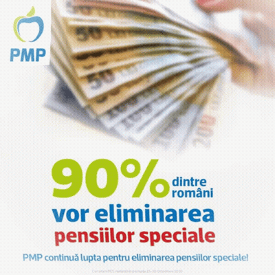 A Poster For Pmp That Says 90 % Dintre Romani Vor Eliminarea Pensiilor Speciale GIF