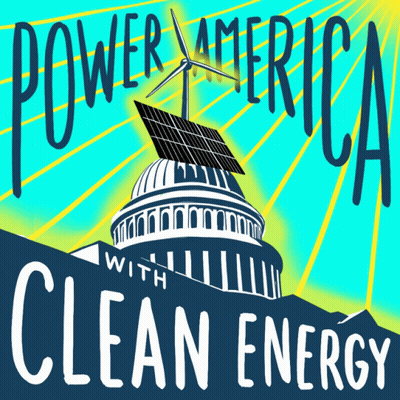 A Poster For Power America With Clean Energy With A Solar Panel On Top Of The Capitol Building GIF