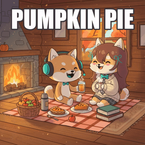 A Poster For Pumpkin Pie Shows A Dog And A Girl GIF
