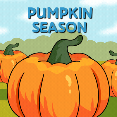 A Poster For Pumpkin Season With A Bunch Of Pumpkins In The Background GIF