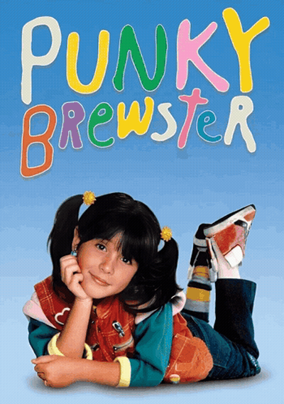 A Poster For Punky Brewster Shows A Girl Laying Down GIF
