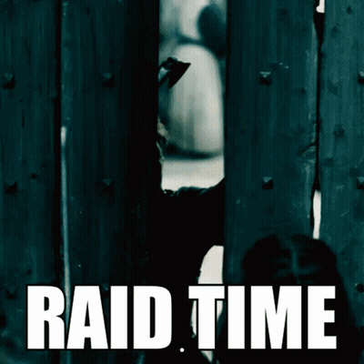 A Poster For Raid Time Shows A Cat Peeking Through A Fence GIF