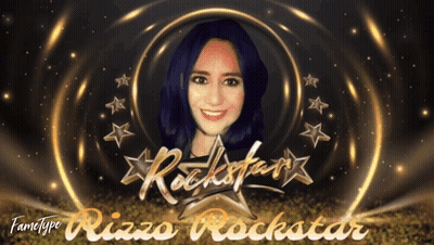 A Poster For Rizzo Rockstar Shows A Woman With Purple Hair GIF
