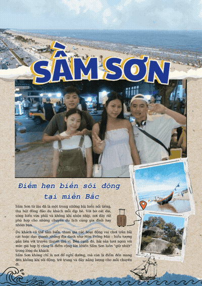 A Poster For Sam Son Shows A Group Of People On A Beach GIF