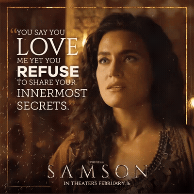A Poster For Samson Shows A Woman With A Quote About Love GIF