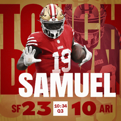 A Poster For Samuel Sf 23 10 Ari With A Football Player On It GIF