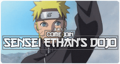 A Poster For Sensei Ethan 'S Dojo Shows A Cartoon Character GIF