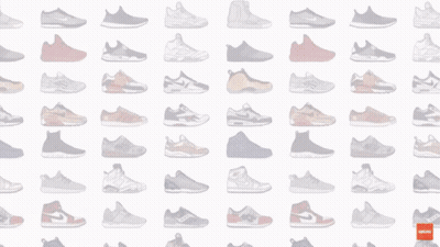 A Poster For Shoe Hunting Vlog With A Man In Front Of A Wall Of Sneakers GIF