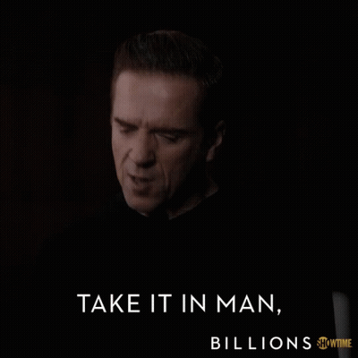A Poster For Showtime 'S Billions Shows A Man In A Dark Room GIF