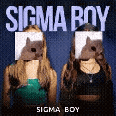 A Poster For Sigma Boy With Two Women And A Cat GIF