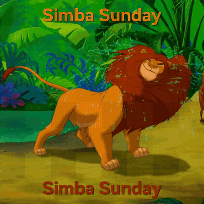 A Poster For Simba Sunday With A Lion In The Background GIF