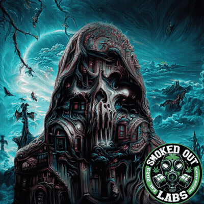A Poster For Smoked Out Labs Shows A Skull GIF