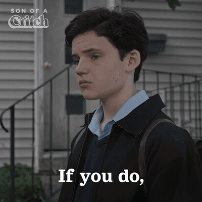 A Poster For Son Of A Critch Shows A Young Man With A Backpack GIF