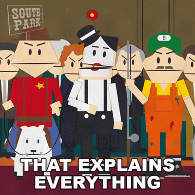 A Poster For South Park Shows A Group Of People And Says That Explains Everything GIF