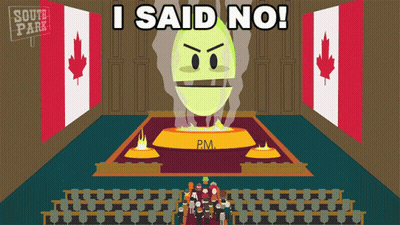 A Poster For South Park Shows A Group Of People In Front Of A Glowing Face That Says I Said No GIF