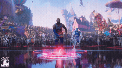 A Poster For Space Jam A New Legacy Shows A Basketball Player GIF