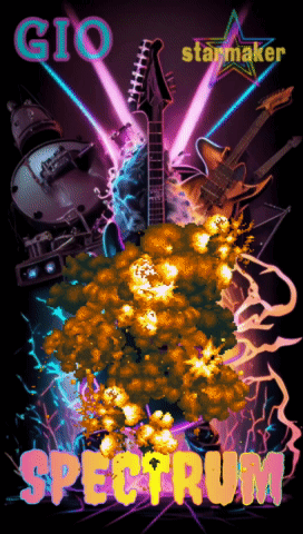 A Poster For Spectrum With A Guitar And Drums GIF