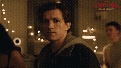 A Poster For Spider Man Brand New Day Shows A Man In A Dark Room GIF