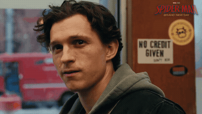 A Poster For Spider-Man Brand New Day Shows A Man In Front Of A No Credit Given Sign GIF