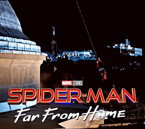 A Poster For Spider-Man Far From Home Shows A Cityscape GIF