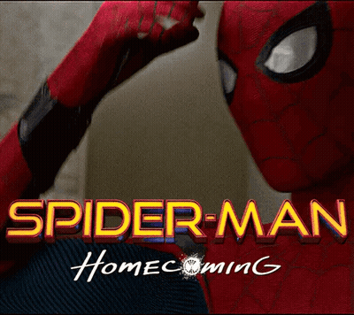 A Poster For Spider-Man Homecoming With A Spider-Man GIF