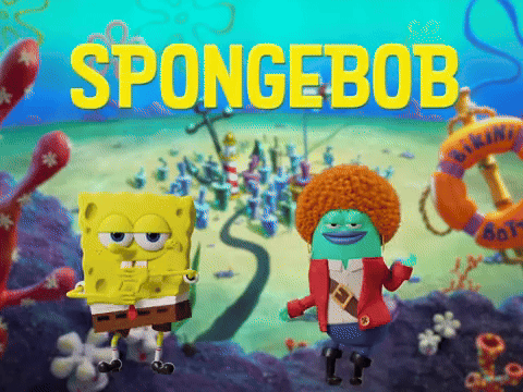 A Poster For Spongebob Shows Spongebob And A Pirate GIF