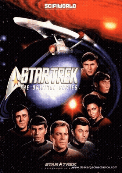 A Poster For Star Trek The Original Series Showing The Cast GIF
