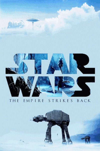 A Poster For Star Wars The Empire Strikes Back Shows An At At In The Snow GIF