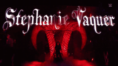 A Poster For Stephanie Vaquer Shows A Woman Walking Through A Dark Tunnel GIF
