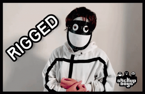 A Poster For Stickup Boys Shows A Person With A Mask On GIF