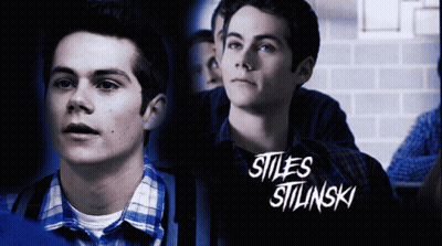 A Poster For Stiles Stilinski Shows A Man In A Blue Plaid Shirt GIF