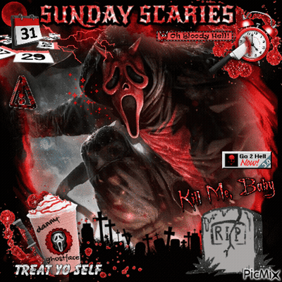 A Poster For Sunday Scaries Featuring A Screaming Monster GIF