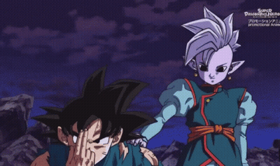 A Poster For Super Dragonball Hero Shows Goku And Trunks GIF