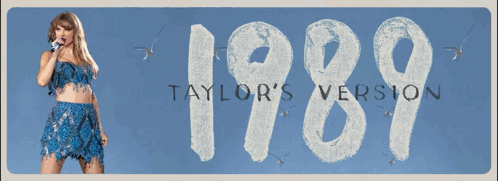 A Poster For Taylor 'S Version 1989 With A Picture Of A Woman Singing Into A Microphone GIF