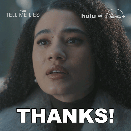 A Poster For Tell Me Lies Shows A Woman With Curly Hair And Says Thanks GIF