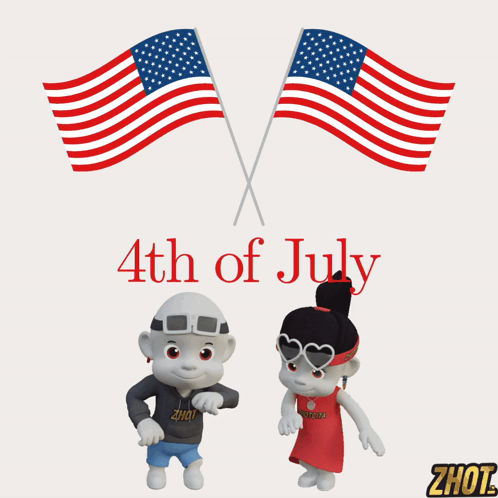 A Poster For The 4Th Of July With A Boy And Girl GIF