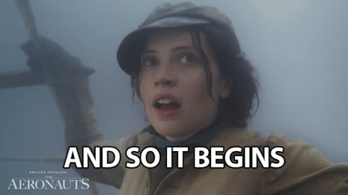 A Poster For The Amazon Original The Aeronauts Shows A Woman In A Hat GIF