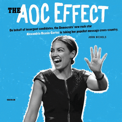 A Poster For The Aoc Effect Shows Alexandria Ocasio-Cortez GIF