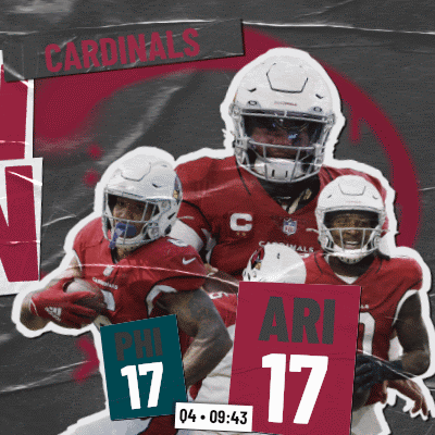 A Poster For The Cardinals Football Team With Ari 17 And Phil 17 GIF