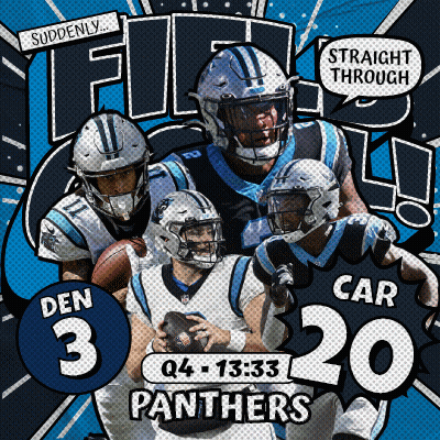 A Poster For The Carolina Panthers Football Team Shows Players Den 3 And Car 20 GIF