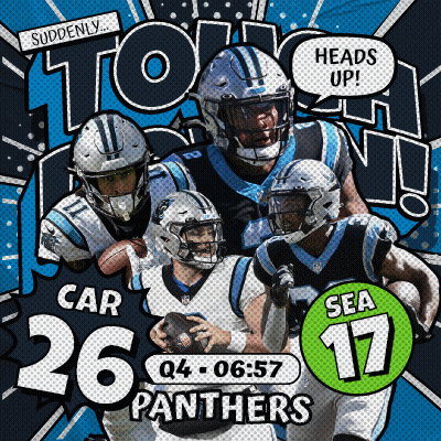 A Poster For The Carolina Panthers Shows A Cartoon Style Illustration GIF