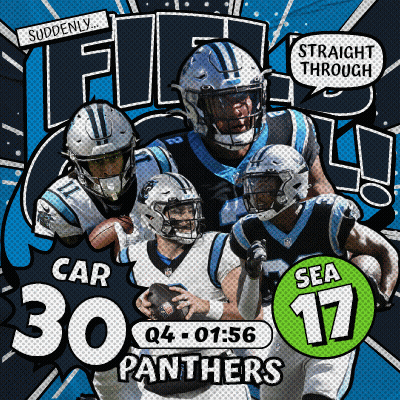 A Poster For The Carolina Panthers Shows A Group Of Football Players GIF