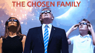 A Poster For The Chosen Family Shows A Man In A Suit And Tie Looking Up At The Moon GIF