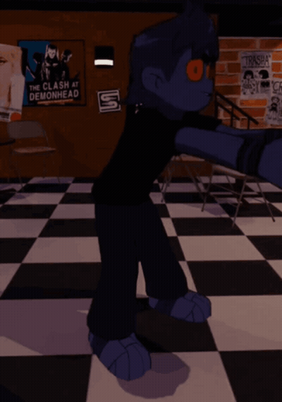 A Poster For The Clash At Demonhead Hangs On The Wall GIF