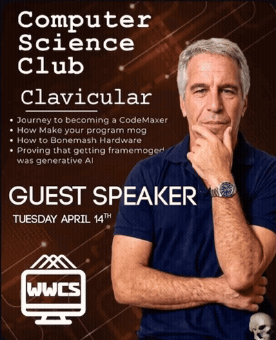 A Poster For The Computer Science Club Shows A Man GIF