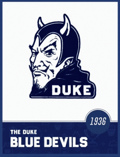 A Poster For The Duke Blue Devils With A Picture Of A Devil GIF
